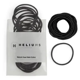 Heliums Thin Hair Elastics - Black - 2mm Ties for Thin Hair, 1.75 Inch, Medium Hold No Damage Ponytail Holders - 40 Count