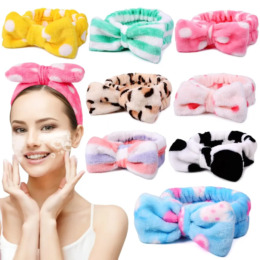 UMIKU 8 Pack Spa Headband for Women Facial Makeup Headband Soft Coral Fleece Christmas Stocking Stuffers Bow Hair Band Head Wraps for Washing Face Mask Spa Gifts For Women Gifts Basket UMIKU 8 Pack Spa Headband for Women Facial Makeup Headband Soft Coral Fleece Christmas Stocking Stuffers Bow Hair Band Head Wraps for Washing Face Mask Spa Gifts For Women Gifts Basket
