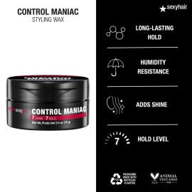 SexyHair Style Control Maniac Styling Wax, 2.5 Oz | Provides Definition | Long Lasting Shapes and Styles | Adds Shine SexyHair Style Control Maniac Styling Wax, 2.5 Oz | Provides Definition | Long Lasting Shapes and Styles | Adds Shine