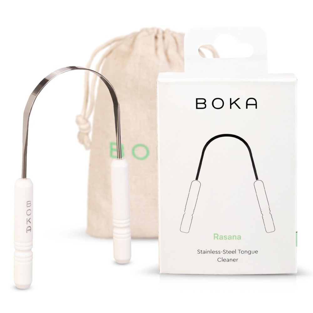 Boka Tongue Scraper for Adults & Kids with Case - Stainless Steel Tongue Cleaner w/Linen Travel Pouch - Scrubber to Remove Tongue Buildup and Freshens Breath (Pack of 1) Boka Tongue Scraper for Adults & Kids with Case - Stainless Steel Tongue Cleaner w/Linen Travel Pouch - Scrubber to Remove Tongue Buildup and Freshens Breath (Pack of 1)