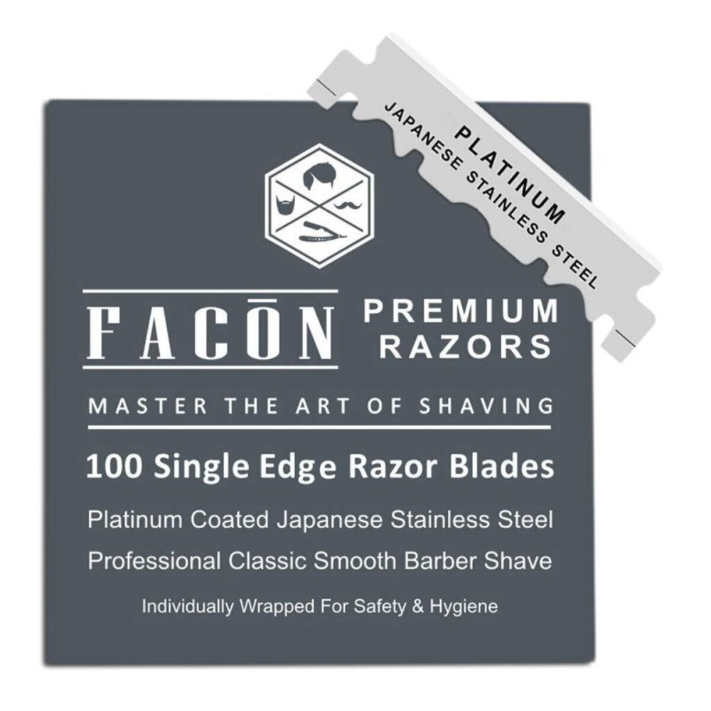 100 Facn Platinum Japanese Stainless Steel Single Edge Razor Blades for Professional Barber Straight Razor - 200+ Shaves 100 Facn Platinum Japanese Stainless Steel Single Edge Razor Blades for Professional Barber Straight Razor - 200+ Shaves