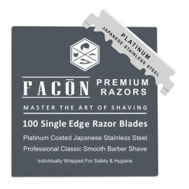 100 Facn Platinum Japanese Stainless Steel Single Edge Razor Blades for Professional Barber Straight Razor - 200+ Shaves