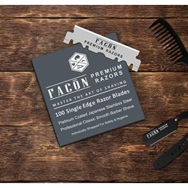 100 Facn Platinum Japanese Stainless Steel Single Edge Razor Blades for Professional Barber Straight Razor - 200+ Shaves 100 Facn Platinum Japanese Stainless Steel Single Edge Razor Blades for Professional Barber Straight Razor - 200+ Shaves