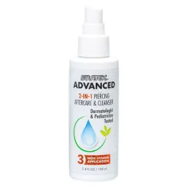 Studex Advanced 2-in-1 Piercing Aftercare & Cleanser - Hypochlorous Spray for Body and Ear Piercing, Hypoallergenic Formula for Sensitive Skin (3.4oz)