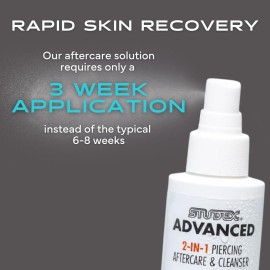 Studex Advanced 2-in-1 Piercing Aftercare & Cleanser - Hypochlorous Spray for Body and Ear Piercing, Hypoallergenic Formula for Sensitive Skin (3.4oz)