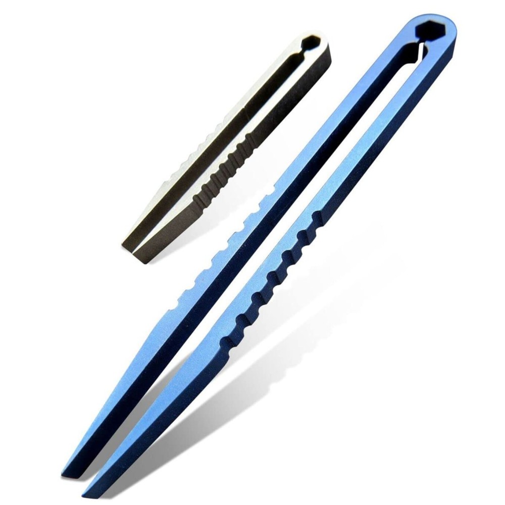 Canku 2pcs Mini Tweezers Titanium Portable Titanium Alloy EDC Tweezers Survival Camping Outdoor Travel Mini Tool(Blue) Canku 2pcs Mini Tweezers Titanium Portable Titanium Alloy EDC Tweezers Survival Camping Outdoor Travel Mini Tool(Blue)