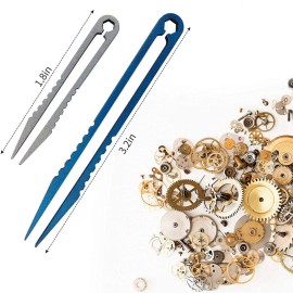 Canku 2pcs Mini Tweezers Titanium Portable Titanium Alloy EDC Tweezers Survival Camping Outdoor Travel Mini Tool(Blue)  Canku 2pcs Mini Tweezers Titanium Portable Titanium Alloy EDC Tweezers Survival Camping Outdoor Travel Mini Tool(Blue)