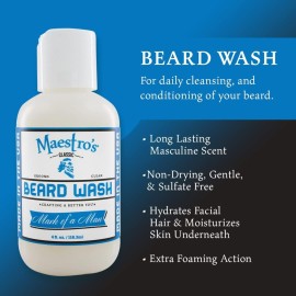 Maestro\'s Classic BEARD WASH | Anti-Itch, Deep Cleaning, Non-Drying, Fully Hydrating Gentle Cleanser For All Beard Types & Lengths- Mark of a Man Blend, 2 Ounce Maestro\'s Classic BEARD WASH | Anti-Itch, Deep Cleaning, Non-Drying, Fully Hydrating Gentle Cleanser For All Beard Types & Lengths- Mark of a Man Blend, 2 Ounce