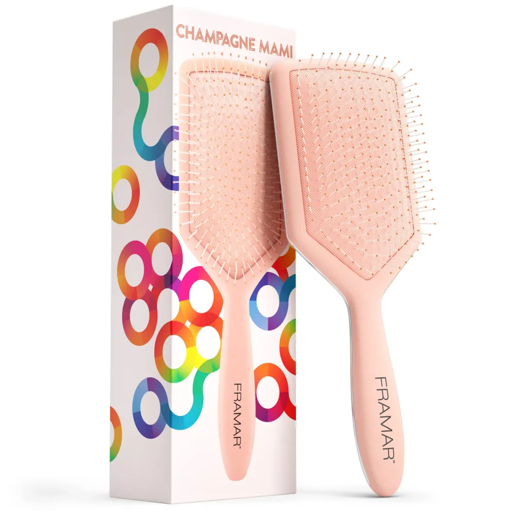 FRAMAR Paddle Hair Brush For Women - Wet Paddle Brush For Thick Hair, Wet Hair Brushes For Women, Hair Brush Detangler - Reduces Breakage - Champagne FRAMAR Paddle Hair Brush For Women - Wet Paddle Brush For Thick Hair, Wet Hair Brushes For Women, Hair Brush Detangler - Reduces Breakage - Champagne