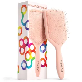 FRAMAR Paddle Hair Brush For Women - Wet Paddle Brush For Thick Hair, Wet Hair Brushes For Women, Hair Brush Detangler - Reduces Breakage - Champagne
