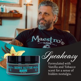 Maestro\'s Classic BEARD BUTTER | Anti-Itch, Extra Soothing, Hydrating Beard Creme For All Beard Types & Lengths- Speakeasy Blend, 4 Ounce Maestro\'s Classic BEARD BUTTER | Anti-Itch, Extra Soothing, Hydrating Beard Creme For All Beard Types & Lengths- Speakeasy Blend, 4 Ounce