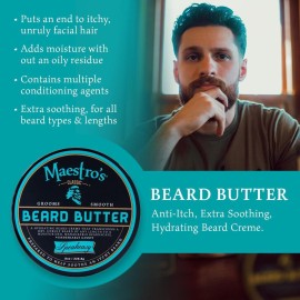 Maestro\'s Classic BEARD BUTTER | Anti-Itch, Extra Soothing, Hydrating Beard Creme For All Beard Types & Lengths- Speakeasy Blend, 4 Ounce Maestro\'s Classic BEARD BUTTER | Anti-Itch, Extra Soothing, Hydrating Beard Creme For All Beard Types & Lengths- Speakeasy Blend, 4 Ounce