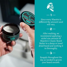 Maestro\'s Classic BEARD BUTTER | Anti-Itch, Extra Soothing, Hydrating Beard Creme For All Beard Types & Lengths- Speakeasy Blend, 4 Ounce Maestro\'s Classic BEARD BUTTER | Anti-Itch, Extra Soothing, Hydrating Beard Creme For All Beard Types & Lengths- Speakeasy Blend, 4 Ounce
