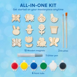 JOYIN 12 Wooden Magnet Creativity Arts & Crafts Painting Kit for Kids, Decorate Your Own Painting Gift for Easter Basket Stuffers, Birthday Parties and Family Crafts, Party Favors for Boys Girls JOYIN 12 Wooden Magnet Creativity Arts & Crafts Painting Kit for Kids, Decorate Your Own Painting Gift for Easter Basket Stuffers, Birthday Parties and Family Crafts, Party Favors for Boys Girls