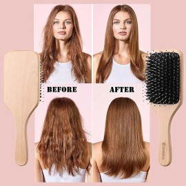 Hair Brush, Sosoon Boar Bristle Paddle Hairbrush for Long Short Thick Thin Curly Straight Wavy Dry Hair for Men Women Kids, No More Tangle, Giftbox & Tail Comb Included Hair Brush, Sosoon Boar Bristle Paddle Hairbrush for Long Short Thick Thin Curly Straight Wavy Dry Hair for Men Women Kids, No More Tangle, Giftbox & Tail Comb Included
