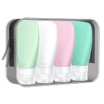 INSFIT Travel Bottles for Toiletries, TSA Approved 2oz Travel Size Bottles Leak Proof Travel Containers for Toiletries, Refillable Travel Accessories for Shampoo Body Wash Liquids 4 Pack