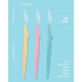 MoHern Dermaplane Razor, 60 Pcs Face Razors for Women and Men, Multipurpose Eyebrow Razor, Dermaplaning Tool for Face Multi-Color