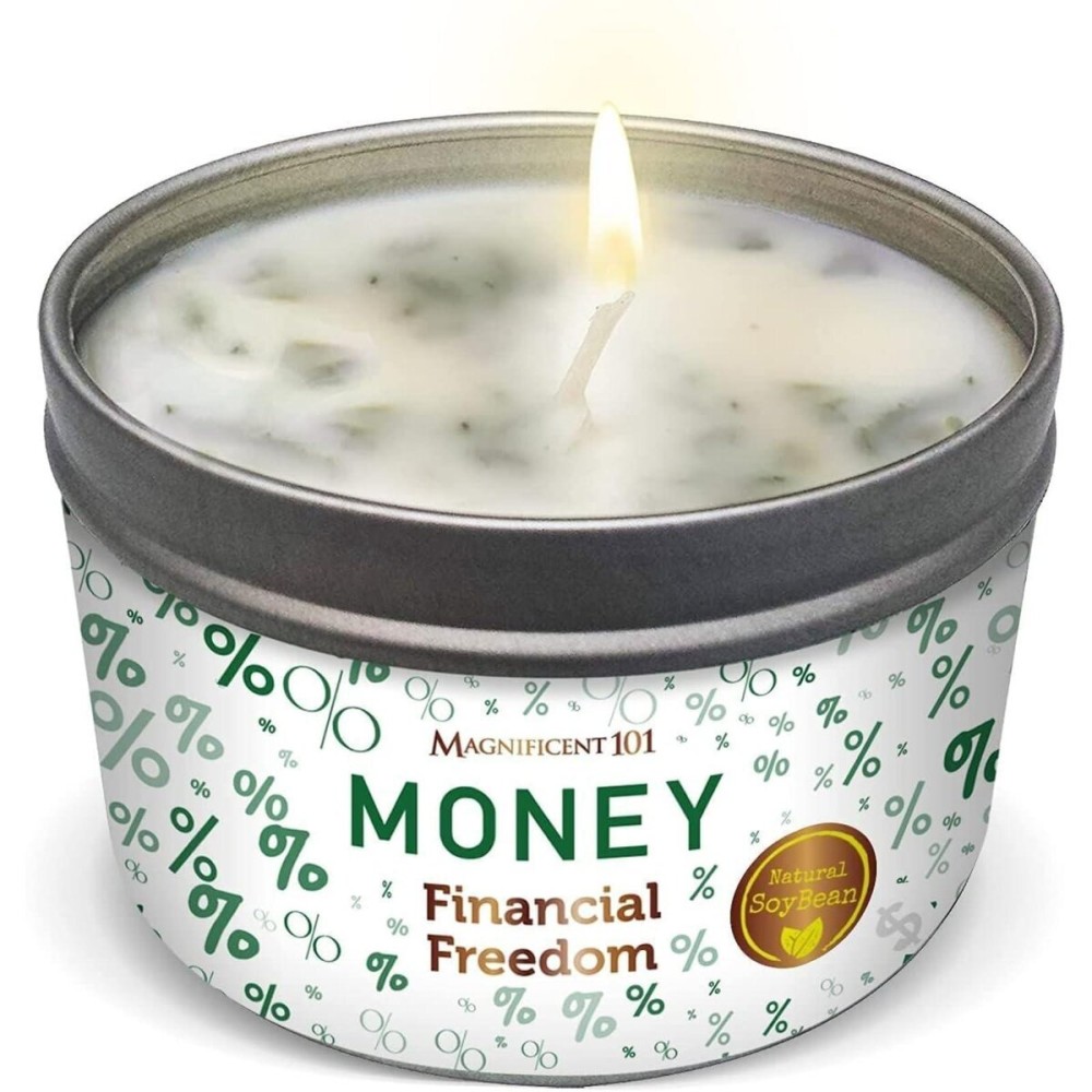 Magnificent 101 Money Financial Freedom Aromatherapy Candle ? Clove, Cinnamon, Citronella Scented Natural Soybean Wax Tin Candle for Purification and Chakra Healing Magnificent 101 Money Financial Freedom Aromatherapy Candle ? Clove, Cinnamon, Citronella Scented Natural Soybean Wax Tin Candle for Purification and Chakra Healing