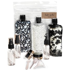 Kitsch 11 Pack Travel Bottles for Toiletries - TSA Approved Refillable Leak Proof Travel Size Containers | Travel Essentials Kit | Travel Bottles Set for Shampoo, Conditioner & Lotion
