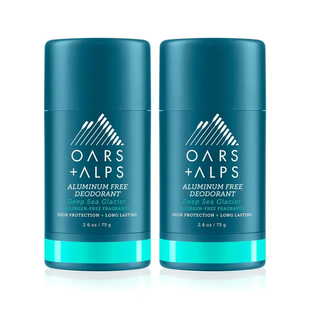 Oars + Alps Aluminum Free Deodorant for Men and Women, Dermatologist Tested and for Sensitive Skin, Vegan, Deep Sea Glacier, 2 Pack, 2.6 Oz Each Oars + Alps Aluminum Free Deodorant for Men and Women, Dermatologist Tested and for Sensitive Skin, Vegan, Deep Sea Glacier, 2 Pack, 2.6 Oz Each