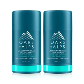 Oars + Alps Aluminum Free Deodorant for Men and Women, Dermatologist Tested and for Sensitive Skin, Vegan, Deep Sea Glacier, 2 Pack, 2.6 Oz Each