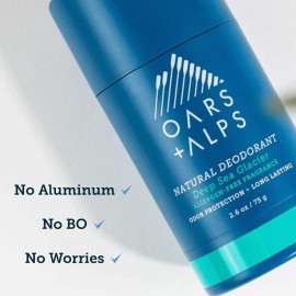 Oars + Alps Aluminum Free Deodorant for Men and Women, Dermatologist Tested and for Sensitive Skin, Vegan, Deep Sea Glacier, 2 Pack, 2.6 Oz Each Oars + Alps Aluminum Free Deodorant for Men and Women, Dermatologist Tested and for Sensitive Skin, Vegan, Deep Sea Glacier, 2 Pack, 2.6 Oz Each