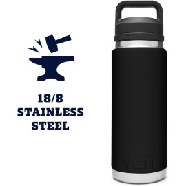 YETI Rambler 26 oz Bottle, Vacuum Insulated, Stainless Steel with Chug Cap, Black