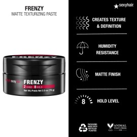 SexyHair Style Frenzy Matte Texturizing Paste, 2.5 Oz | Fullness, Texture and Definition | Helps Create Bulk | Semi-Matte SexyHair Style Frenzy Matte Texturizing Paste, 2.5 Oz | Fullness, Texture and Definition | Helps Create Bulk | Semi-Matte