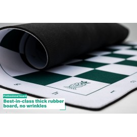 Mynnnat Professional Chess Set, Thick Tournament Roll up Board and Pieces with Travel Bag, Checkers and Unique Booklet for Chess Training - White & Green