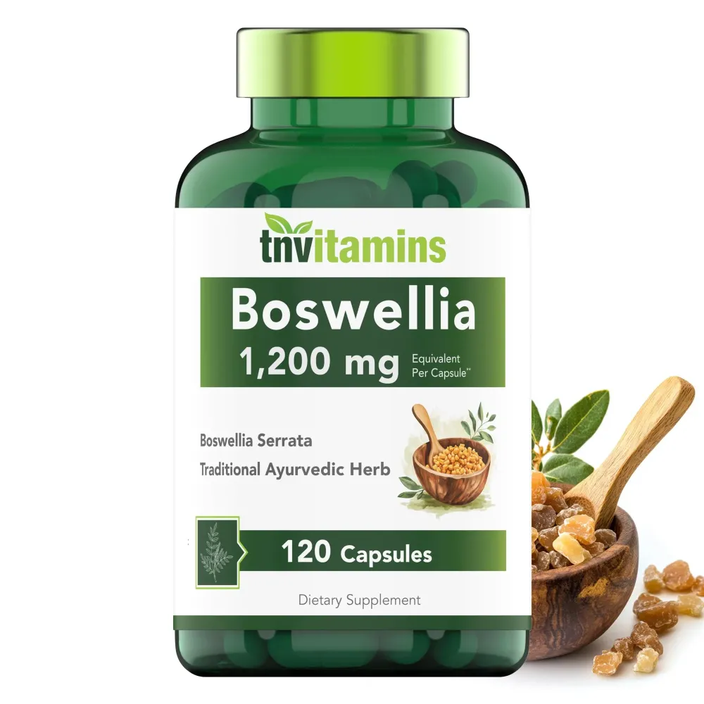 tnvitamins Boswellia Serrata Herbal Extract Capsules | 1200 MG/Capsule (120 Capsules) | Joint Support Supplement* | Ayurvedic Herb: Indian Olibanum/Frankincense tnvitamins Boswellia Serrata Herbal Extract Capsules | 1200 MG/Capsule (120 Capsules) | Joint Support Supplement* | Ayurvedic Herb: Indian Olibanum/Frankincense