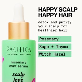 Pacifica Scalp Serum - Rosemary Mint Scalp Love Serum - Scalp Treatment for Dry Itchy Scalp w/Witch Hazel for Scalp Detox & Moisturizing, Vegan & Cruelty-Free, 2 oz