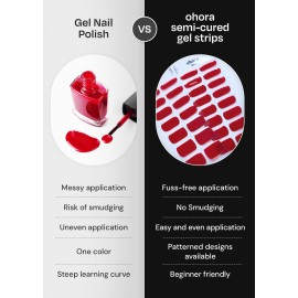 ohora Semi Cured Gel Nail Strips (N Addict) - Works with Any Lamps, Salon-Quality, Long Lasting, Easy to Apply & Remove - Includes 2 Prep Pads, Nail File & Wooden Stick ohora Semi Cured Gel Nail Strips (N Addict) - Works with Any Lamps, Salon-Quality, Long Lasting, Easy to Apply & Remove - Includes 2 Prep Pads, Nail File & Wooden Stick