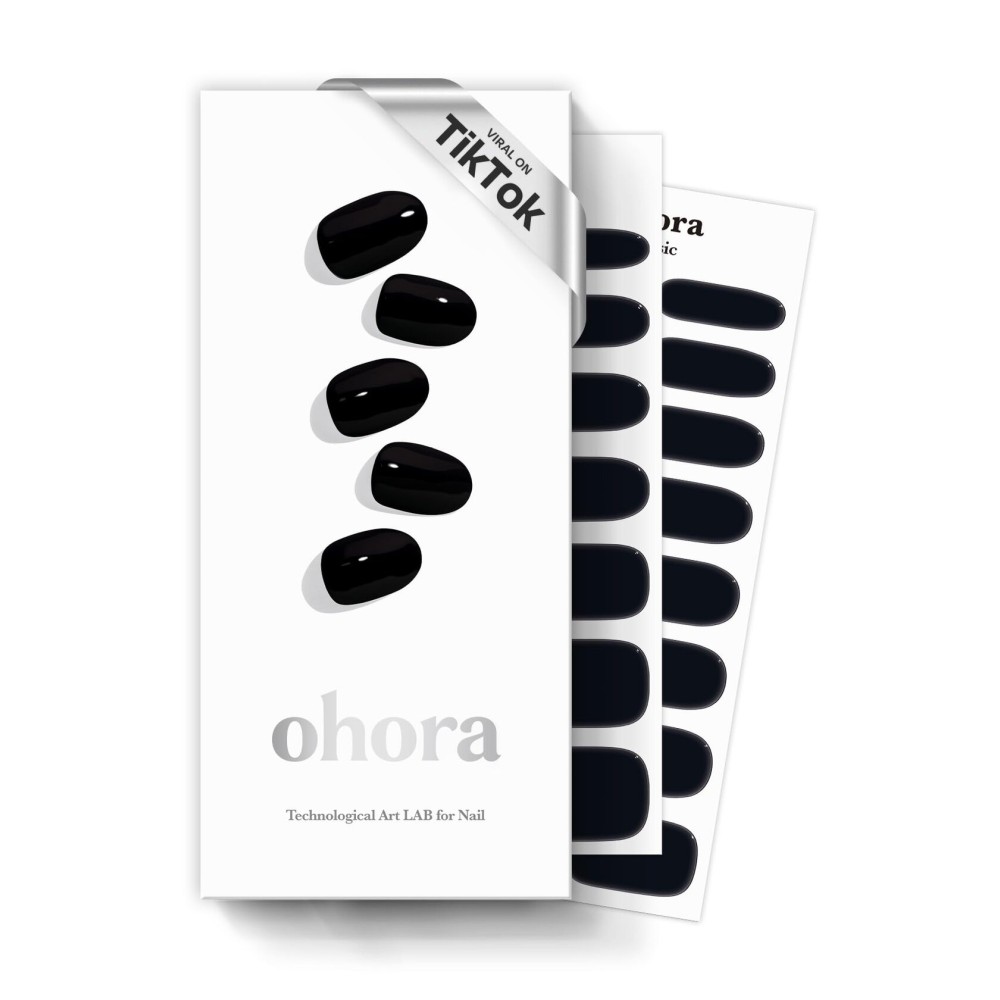 ohora Semi Cured Gel Nail Strips (N Onyx) - Dark, Solid, Works with Any UV/LED Lamps, Salon-Quality, Long Lasting, Easy to Apply & Remove - Includes 2 Prep Pads, Nail File & Wooden Stick ohora Semi Cured Gel Nail Strips (N Onyx) - Dark, Solid, Works with Any UV/LED Lamps, Salon-Quality, Long Lasting, Easy to Apply & Remove - Includes 2 Prep Pads, Nail File & Wooden Stick