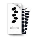ohora Semi Cured Gel Nail Strips (N Onyx) - Dark, Solid, Works with Any UV/LED Lamps, Salon-Quality, Long Lasting, Easy to Apply & Remove - Includes 2 Prep Pads, Nail File & Wooden Stick