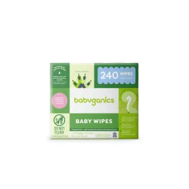 Babyganics Baby Wipes, Unscented Diaper Wipes, 240 Count, (3 Packs of 80), Non-Allergenic and formulated with Plant Derived Ingredients