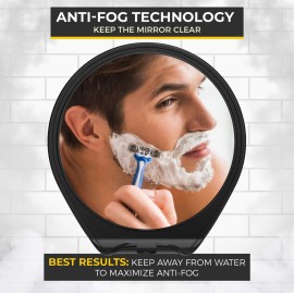 HONEYBULL Shower Mirror Fogless for Shaving - with Suction, Razor Holder for Shower & Swivel, Small Mirror, Shower Accessories, Bathroom Mirror, Bathroom Accessories, Holds Razors (Black) HONEYBULL Shower Mirror Fogless for Shaving - with Suction, Razor Holder for Shower & Swivel, Small Mirror, Shower Accessories, Bathroom Mirror, Bathroom Accessories, Holds Razors (Black)