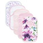 Burt\'s Bees Baby Bibs, 5-Pack Lap-Shoulder Drool Cloths, 100% Organic Cotton with Absorbent Terry Towel Backing (Watercolor Daylily)