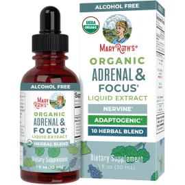 MaryRuth - USDA Organic Brain Nootropic Focus Supplement for Adults with Ginkgo Biloba & Astragalus | Focus & Adrenal Support | Brain and Memory Drops | Vegan | Non-GMO | Gluten Free | 30 Servings