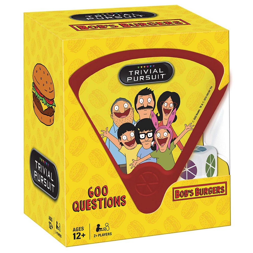 USAOPOLY Trivial Pursuit Bob\'s Burgers (Quickplay Edition) | Trivia Game Questions from Bob\'s Burgers | 600 Questions & Die in Travel Sized Container | Officially Licensed Bob\'s Burgers Game