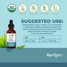 MaryRuth Organics Kids Brain Supplements for Memory and Focus, USDA Organic Drops with Ginkgo Biloba, Rhodiola Root & Licorice Root, Focus & Attention, Calm, Vegan, Non-GMO, Gluten Free, 30 Servings MaryRuth Organics Kids Brain Supplements for Memory and Focus, USDA Organic Drops with Ginkgo Biloba, Rhodiola Root & Licorice Root, Focus & Attention, Calm, Vegan, Non-GMO, Gluten Free, 30 Servings