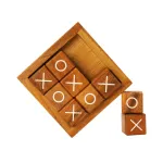 BSIRI Tic Tac Toe for Kids and Adults Coffee Table Living Room Decor and Desk Decor Family Games Night Classic Board Games Wood Rustic for Families Size 4 Inch