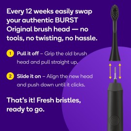 BURST Genuine Replacement Heads for Original Sonic Electric Toothbrush (Black/3 Pack) | Ultra Soft Bristles for a Deep Clean | Stain & Plaque Removal BURST Genuine Replacement Heads for Original Sonic Electric Toothbrush (Black/3 Pack) | Ultra Soft Bristles for a Deep Clean | Stain & Plaque Removal