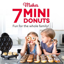 Dash Mini Donut Maker Machine for Kid-Friendly Breakfast, Snacks, Desserts & More with Non-stick Surface, Makes 7 Doughnuts, Donut Print