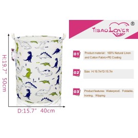 TIBAOLOVER Dinosaur Laundry Basket Baby Laundry Hamper Cute Kids Hamper Toy Storage Bin Handles for Boys and Girls Dinosaur Room Decor (Polychrome Dinosaurs)
