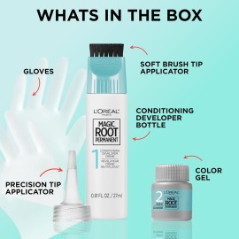 L\'Oreal Paris Magic Root Rescue 10 Minute Root Hair Coloring Kit, Permanent Hair Color with Quick Precision Applicator, 100 percent Gray Coverage, 4 Dark Brown, 2 count L\'Oreal Paris Magic Root Rescue 10 Minute Root Hair Coloring Kit, Permanent Hair Color with Quick Precision Applicator, 100 percent Gray Coverage, 4 Dark Brown, 2 count