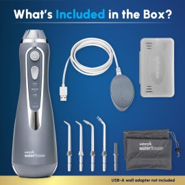 Waterpik Cordless Advanced 2.0 Water Flosser For Teeth, Gums, Braces, Dental Care With Travel Bag and 4 Tips, ADA Accepted, Rechargeable, Portable, and Waterproof, Gray WP-587, Packaging May Vary Waterpik Cordless Advanced 2.0 Water Flosser For Teeth, Gums, Braces, Dental Care With Travel Bag and 4 Tips, ADA Accepted, Rechargeable, Portable, and Waterproof, Gray WP-587, Packaging May Vary
