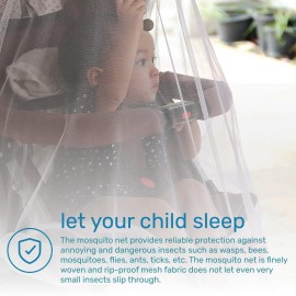 Enovoe Mosquito Net for Baby Stroller and Crib - Durable Mesh Bug Net Cover with Elastic Edge - Fits Strollers, Bassinets, Playards, and Mini Cribs - Travel Essential for Newborns - 63x64-Inch (White)