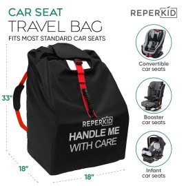 reperkid Car Seat Travel Bag for Airplane, Black and Green, 33 H x 18 W x 18 D, Fits Most Convertible, Booster and Infant Car Seats - Premium Waterproof Cover, Adjustable Shoulder Strap reperkid Car Seat Travel Bag for Airplane, Black and Green, 33 H x 18 W x 18 D, Fits Most Convertible, Booster and Infant Car Seats - Premium Waterproof Cover, Adjustable Shoulder Strap