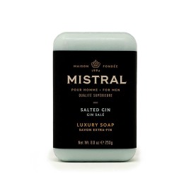 Mistral Salted Gin Luxury Bar Soap for Men | Mens Natural Soap Bar | Paraben, Phthalates Free | Moisturizing & Triple-Milled Natural Soap for Men - Made in France | Large, 8.8 oz
