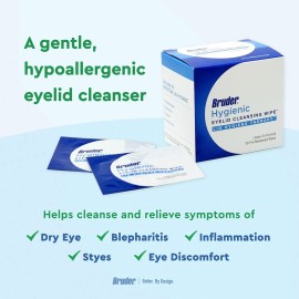 Bruder Hygienic Eyelid Cleansing Wipes | Rinse-Free Exfoliating Wipes Remove Excess Oil and Debris from Eyelids & Lashes | Remove Make Up & Oil l Eye Care l Eye Cleanse l Non-Allergenic l 30 Count Box Bruder Hygienic Eyelid Cleansing Wipes | Rinse-Free Exfoliating Wipes Remove Excess Oil and Debris from Eyelids & Lashes | Remove Make Up & Oil l Eye Care l Eye Cleanse l Non-Allergenic l 30 Count Box